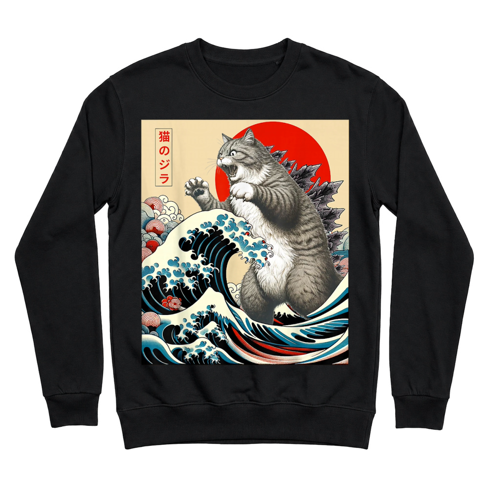 Product Catzilla Cat Japanese Art Funny Cat Gifts for Men Women Kid T Shirt Unisex Sweatshirt