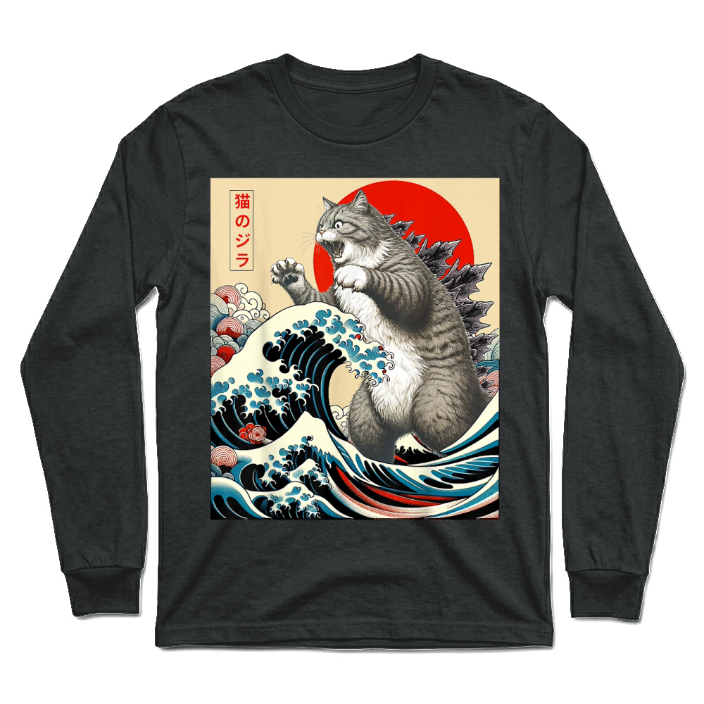 Product Catzilla Cat Japanese Art Funny Cat Gifts for Men Women Kid T Shirt Unisex Longsleeve