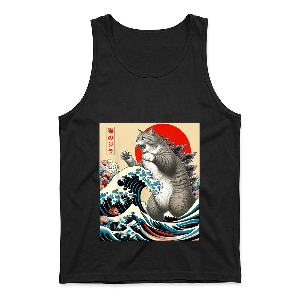Product Catzilla Cat Japanese Art Funny Cat Gifts for Men Women Kid T Shirt Tank Top
