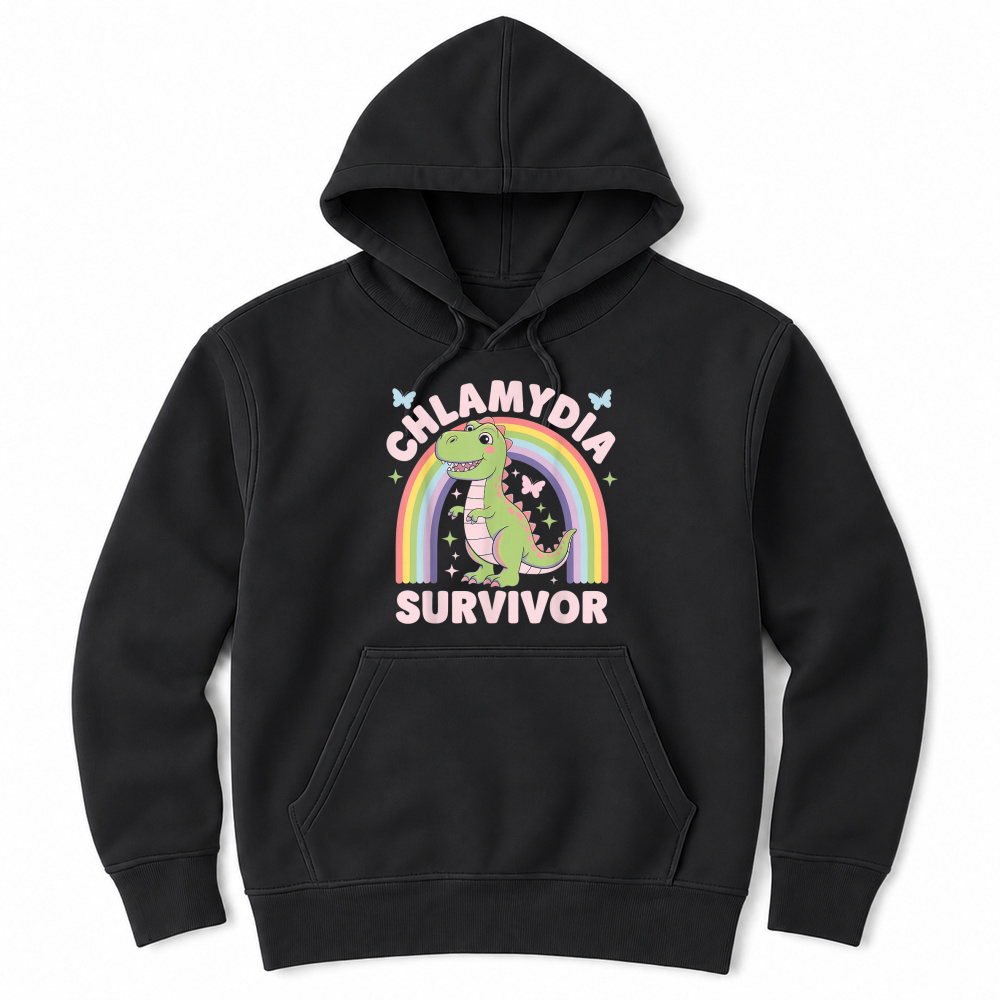 Product Chlamydia Survivor Dinosaur Trex Rainbow Chlamydia T Shirt Unisex Hoodie