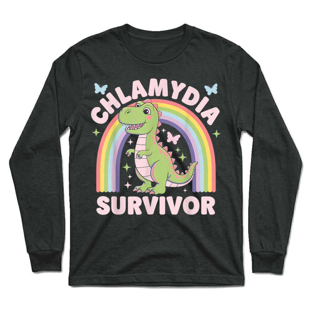 Product Chlamydia Survivor Dinosaur Trex Rainbow Chlamydia T Shirt Unisex Longsleeve