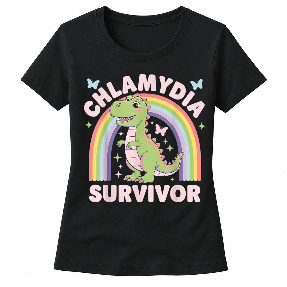 Product Chlamydia Survivor Dinosaur Trex Rainbow Chlamydia T Shirt Women's T-shirts