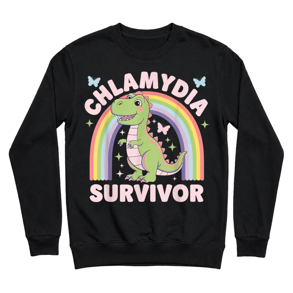 Product Chlamydia Survivor Dinosaur Trex Rainbow Chlamydia T Shirt Unisex Sweatshirt