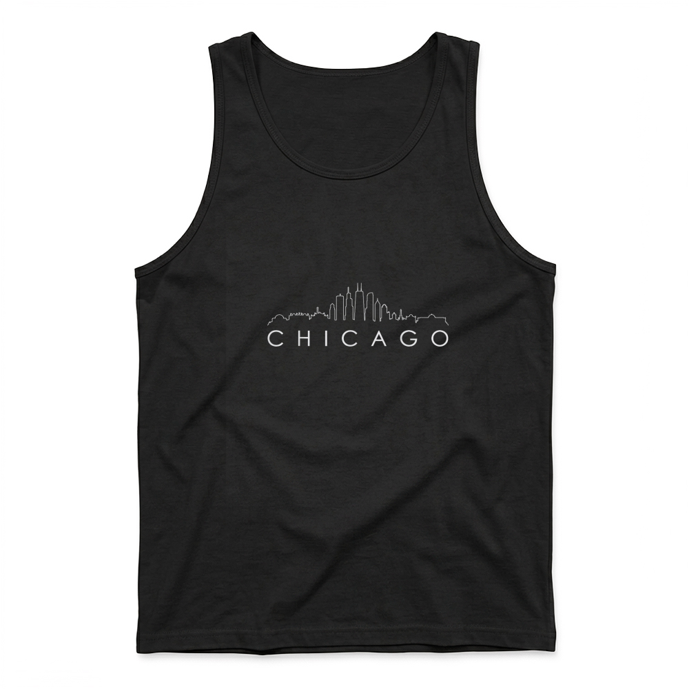 Product Chicago City Downtown Skyline Minimalist Illinois Souvenir T Shirt Tank Top
