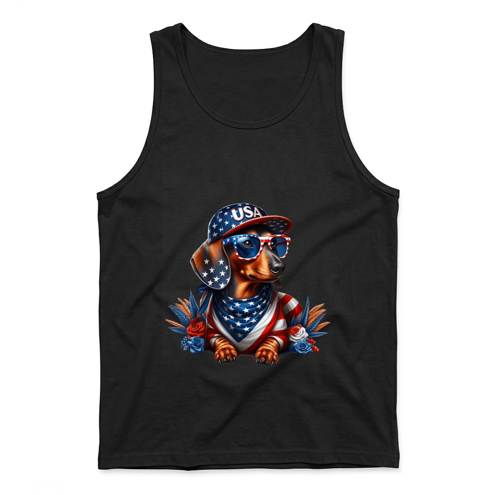 Product Dachshund 4th of July Patriotic Dog Dachshund Fourth of July T Shirt Tank Top