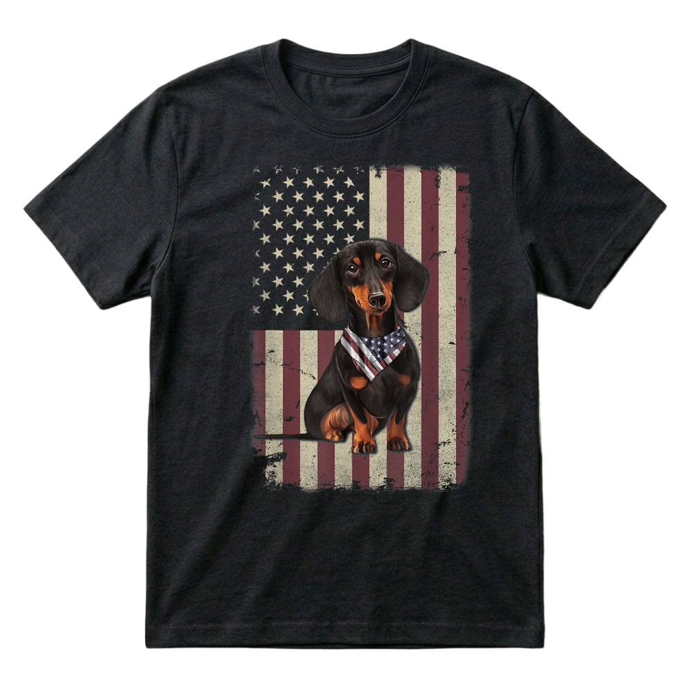 Product Dachshund American Flag Bandana 4th of July Tshirt Gifts T Shirt T-Shirt