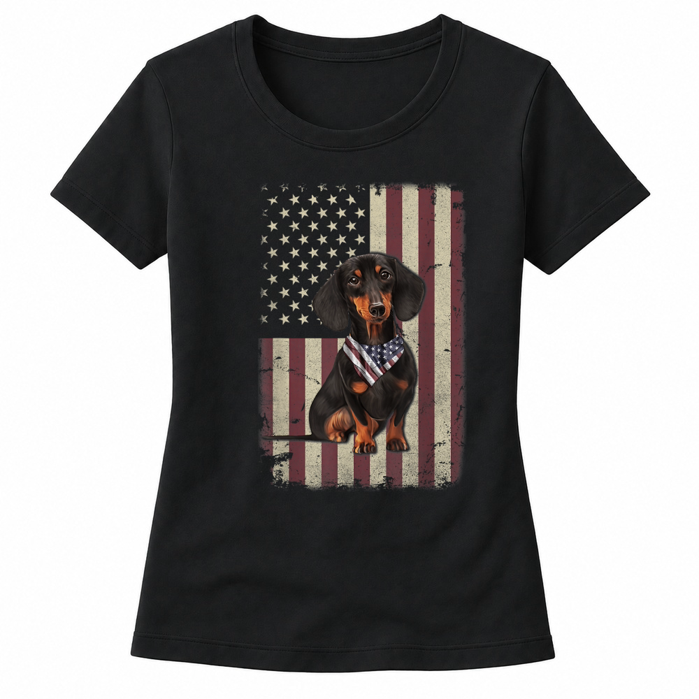 Product Dachshund American Flag Bandana 4th of July Tshirt Gifts T Shirt Women's T-shirts