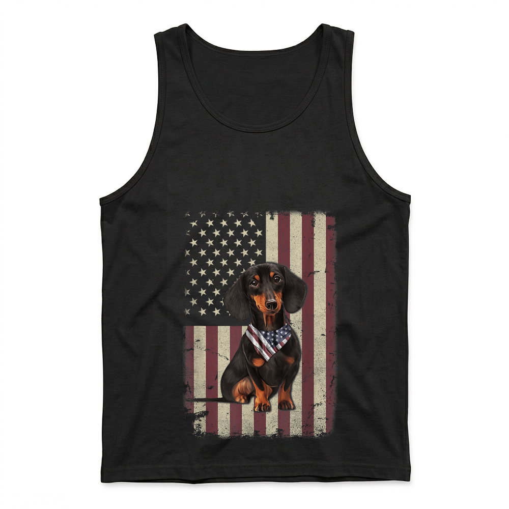 Product Dachshund American Flag Bandana 4th of July Tshirt Gifts T Shirt Tank Top