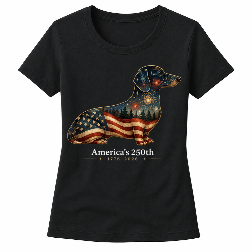 Product Dachshund America's 250th Patriotic Dog Fireworks T Shirt Women's T-shirts