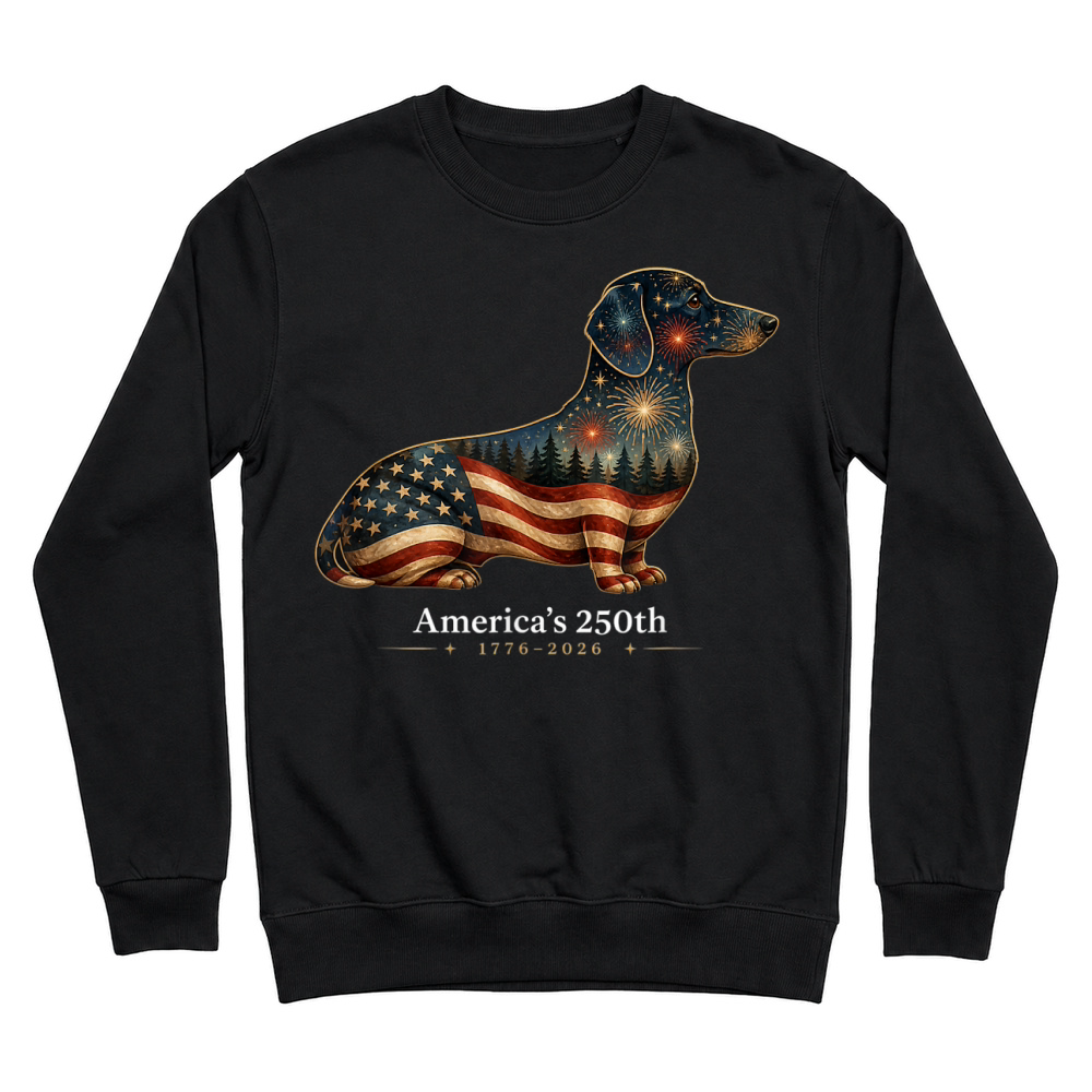 Product Dachshund America's 250th Patriotic Dog Fireworks T Shirt Unisex Sweatshirt