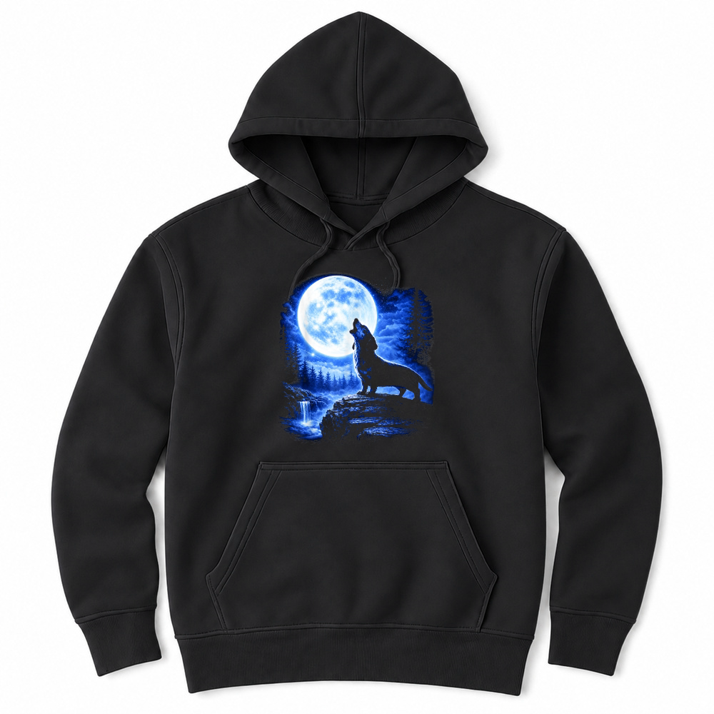 Product Dachshund Howling Moon Funny Weiner Dog Sausage Art T Shirt Unisex Hoodie
