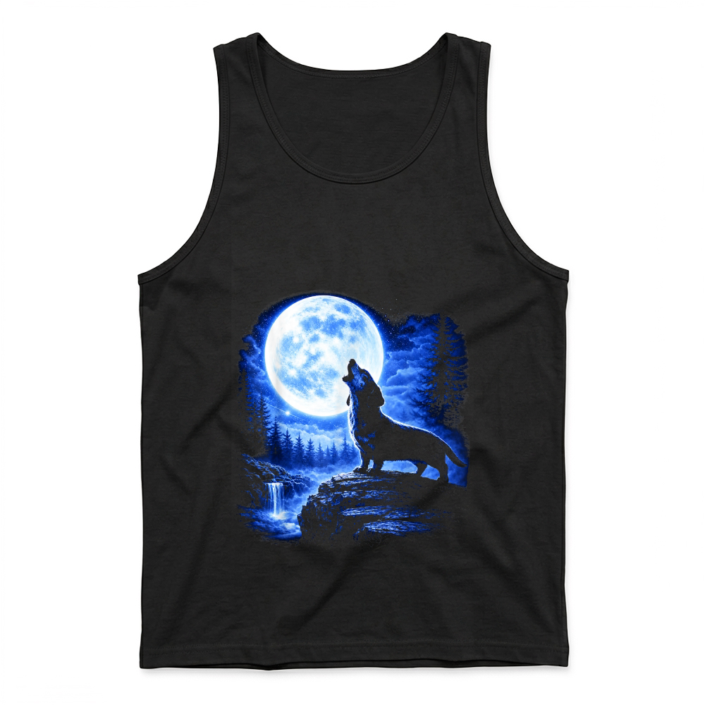 Product Dachshund Howling Moon Funny Weiner Dog Sausage Art T Shirt Tank Top
