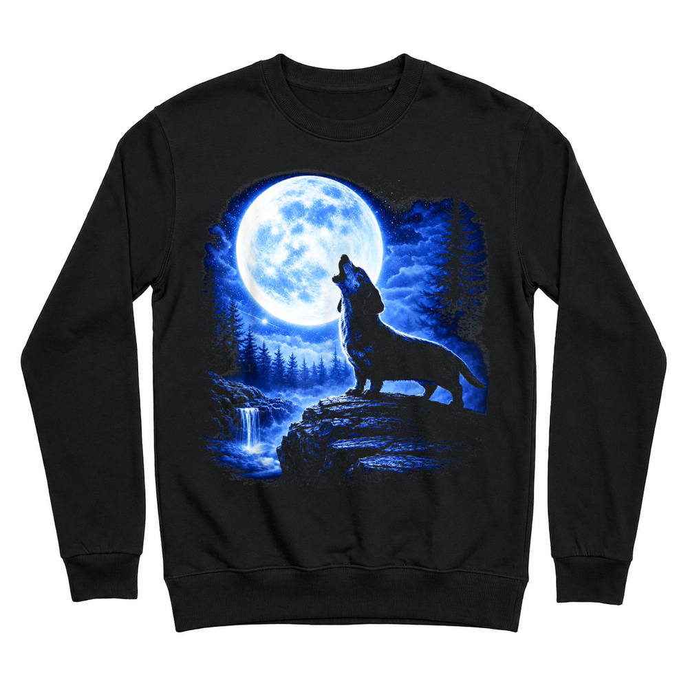 Product Dachshund Howling Moon Funny Weiner Dog Sausage Art T Shirt Unisex Sweatshirt