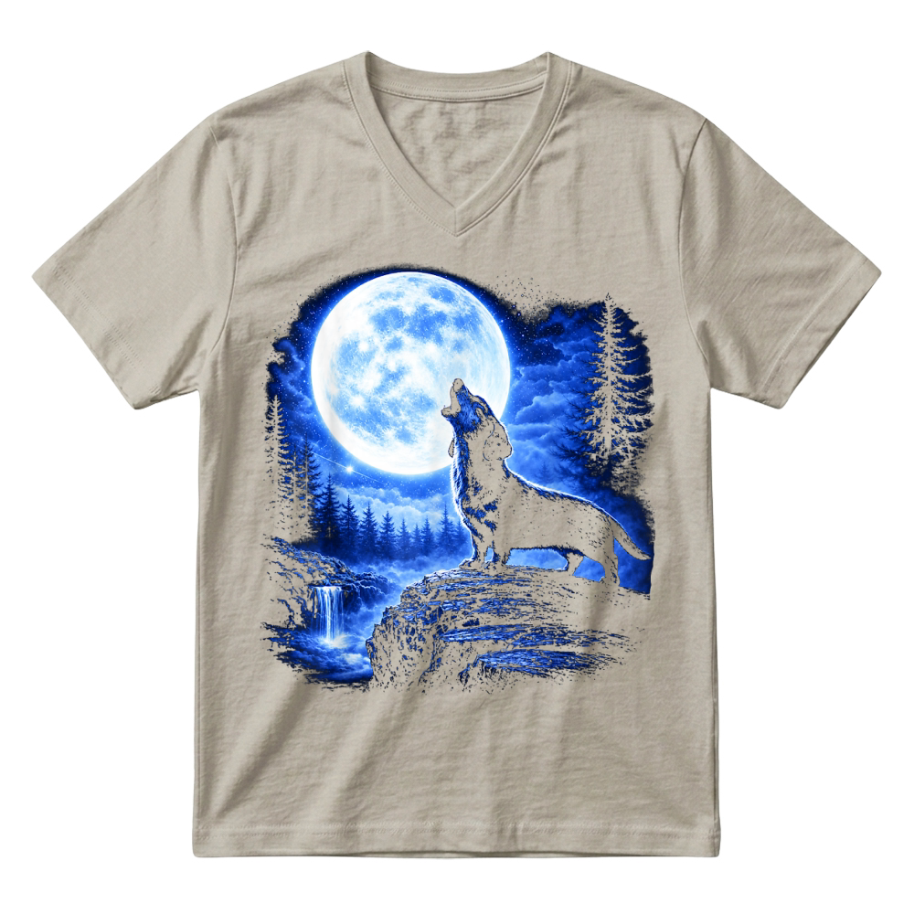 Product Dachshund Howling Moon Funny Weiner Dog Sausage Art T Shirt V-Neck T-shirt