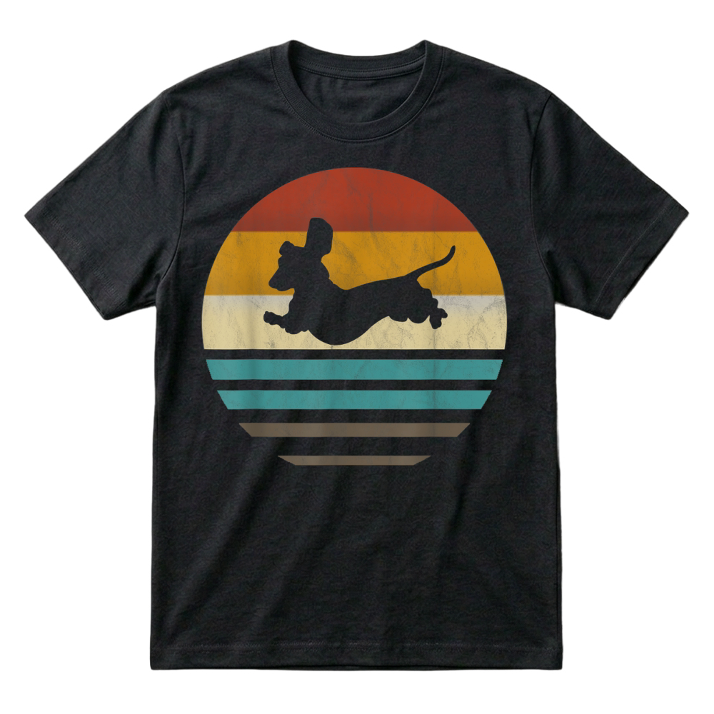 Product Dachshund Vintage Silhouette 60s 70s Retro Grunge Dog Lover T-Shirt