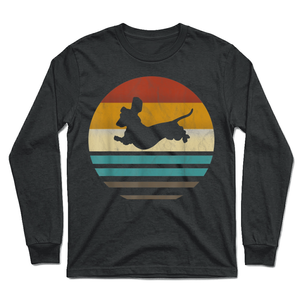 Product Dachshund Vintage Silhouette 60s 70s Retro Grunge Dog Lover Unisex Longsleeve