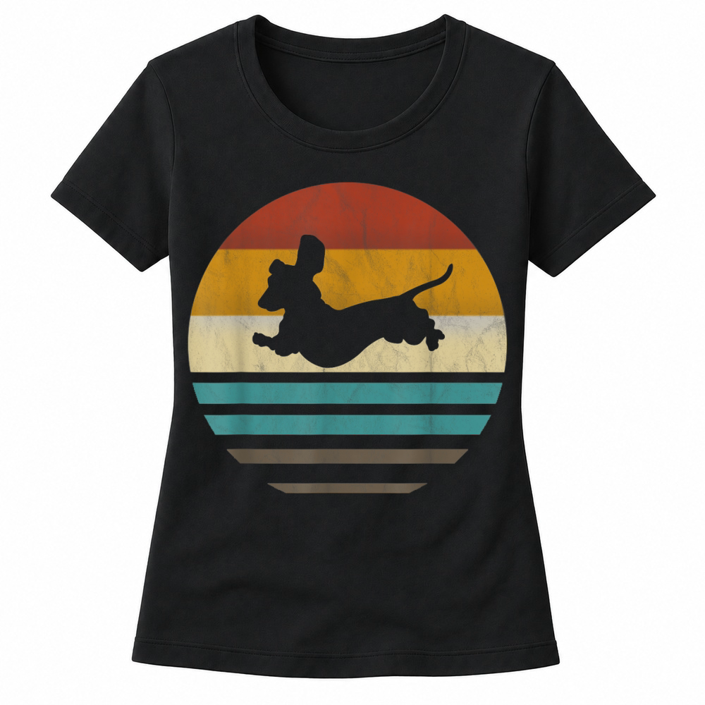 Product Dachshund Vintage Silhouette 60s 70s Retro Grunge Dog Lover Women's T-shirts