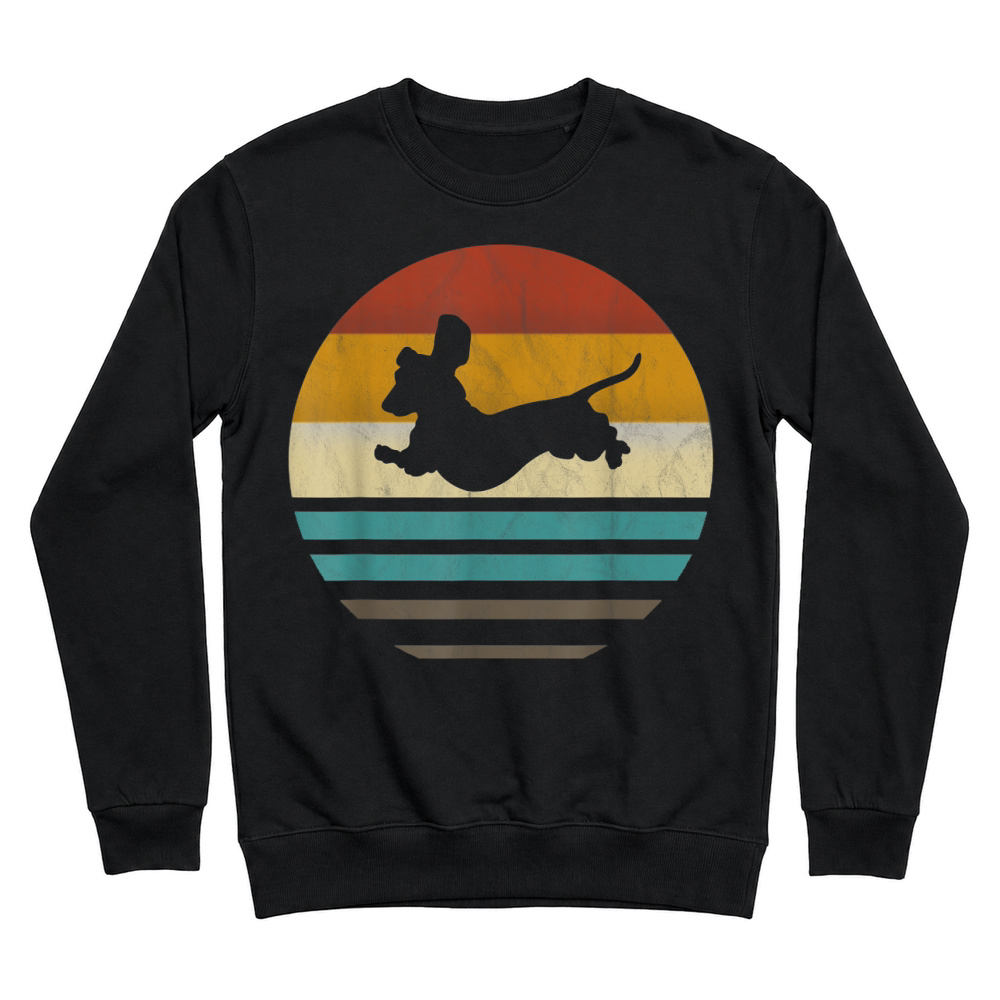 Product Dachshund Vintage Silhouette 60s 70s Retro Grunge Dog Lover Unisex Sweatshirt