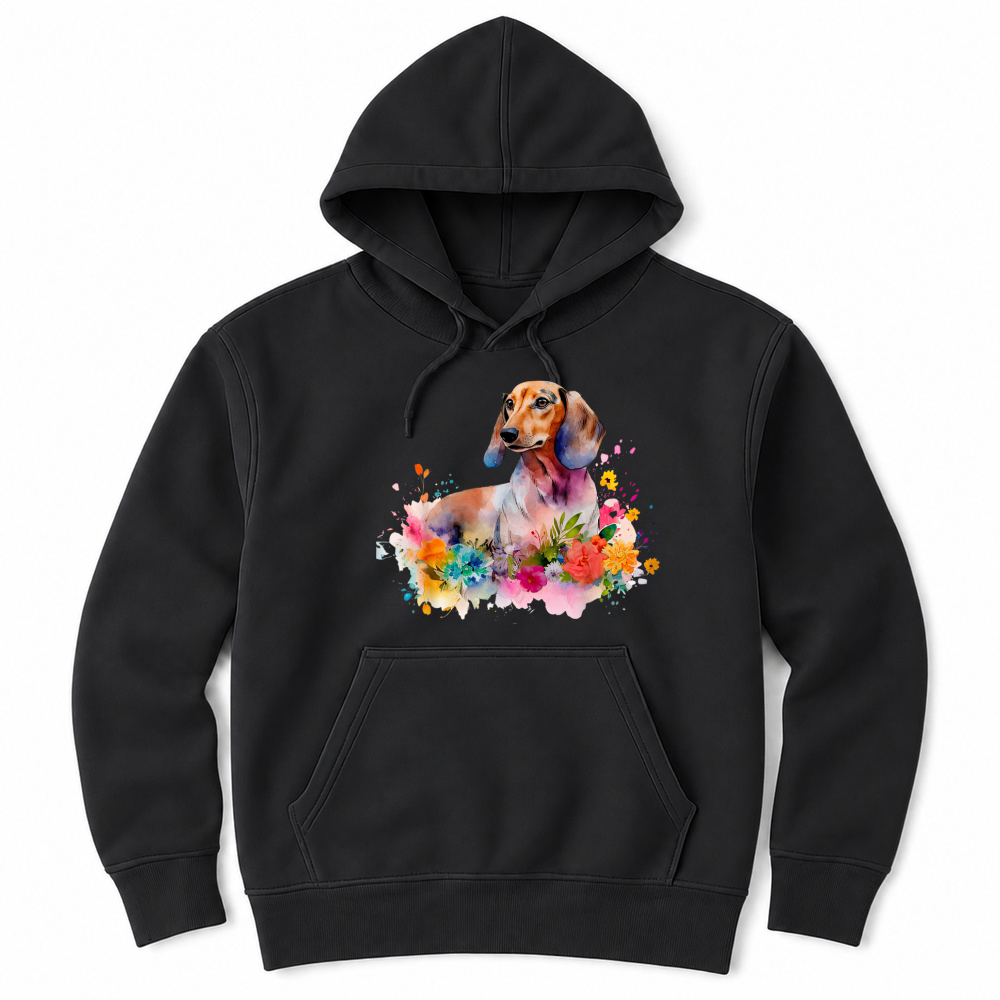 Product Dachshund Watercolor Art Dog Dog Breed Woman Kids Floral T Shirt Unisex Hoodie