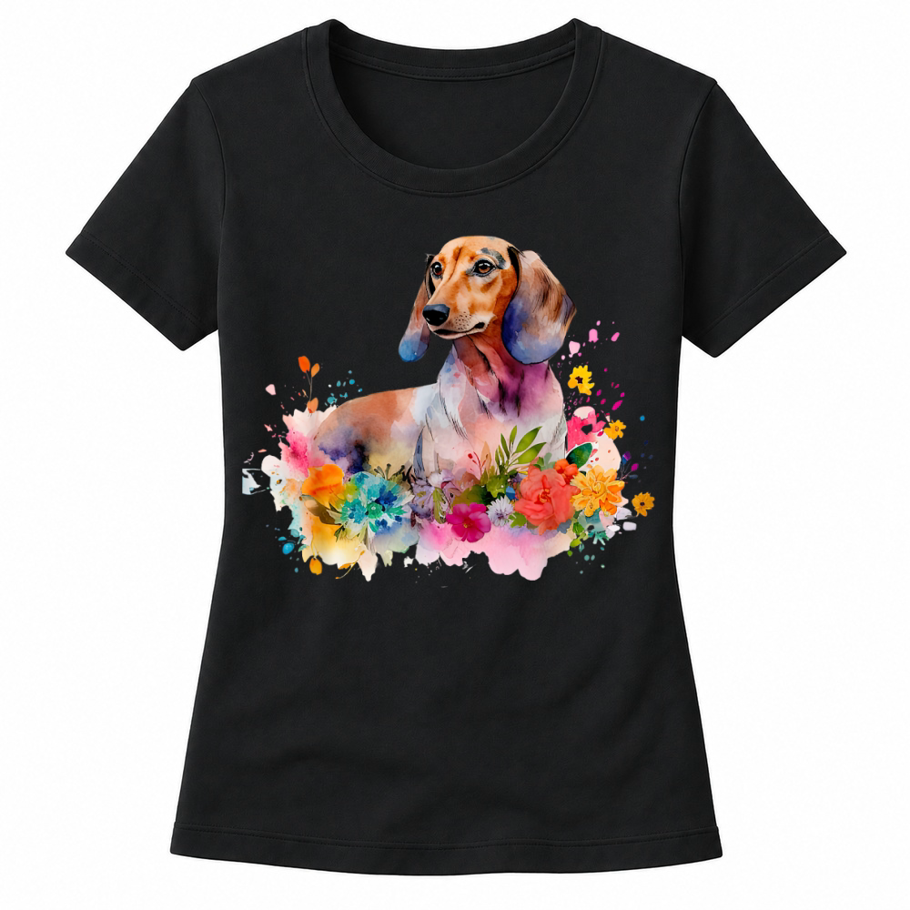 Product Dachshund Watercolor Art Dog Dog Breed Woman Kids Floral T Shirt Women's T-shirts
