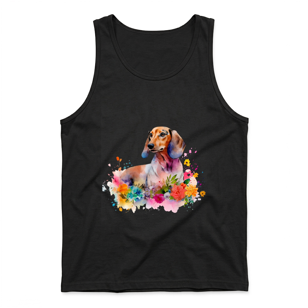 Product Dachshund Watercolor Art Dog Dog Breed Woman Kids Floral T Shirt Tank Top