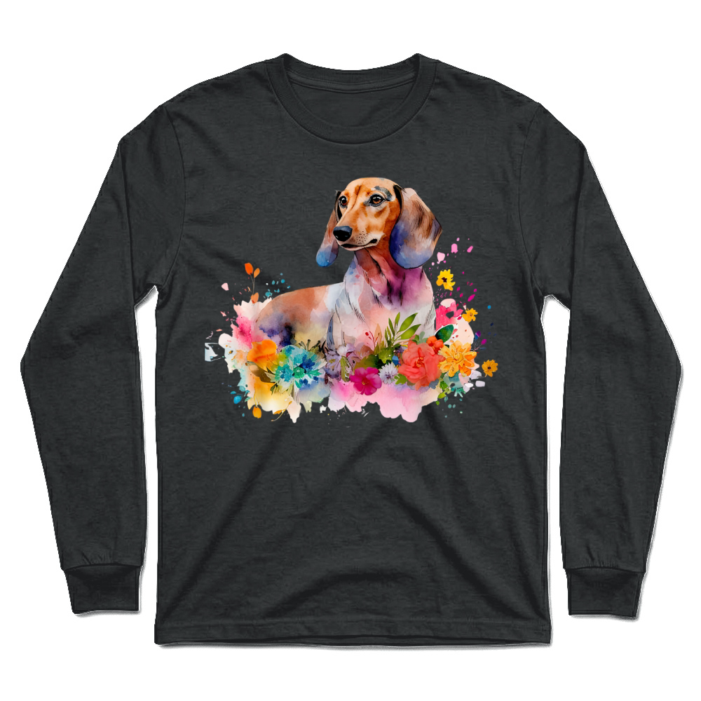 Product Dachshund Watercolor Art Dog Dog Breed Woman Kids Floral T Shirt Unisex Longsleeve
