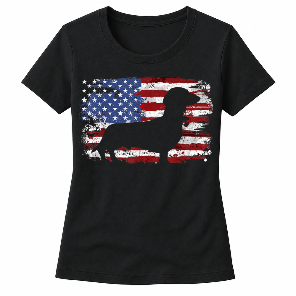 Product Dachshund Weiner Vintage American Flag T Shirt Small Women's T-shirts