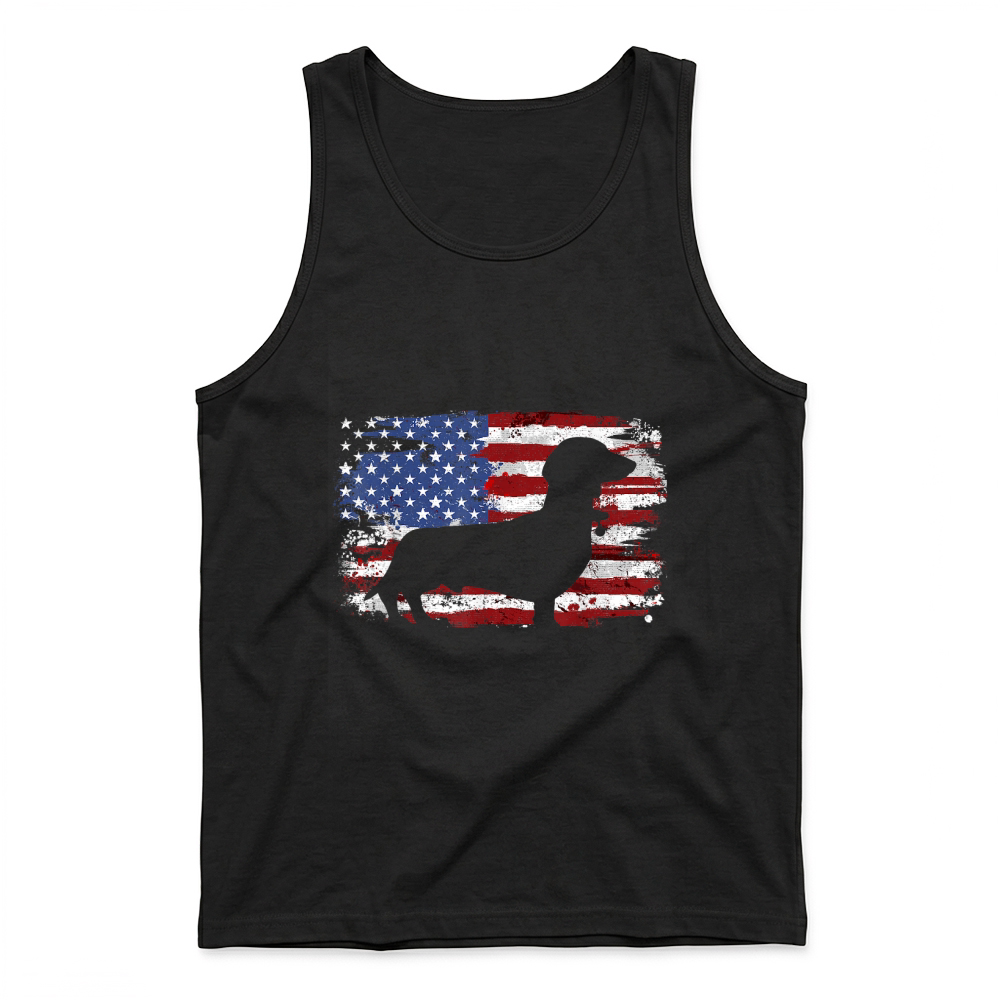 Product Dachshund Weiner Vintage American Flag T Shirt Small Tank Top