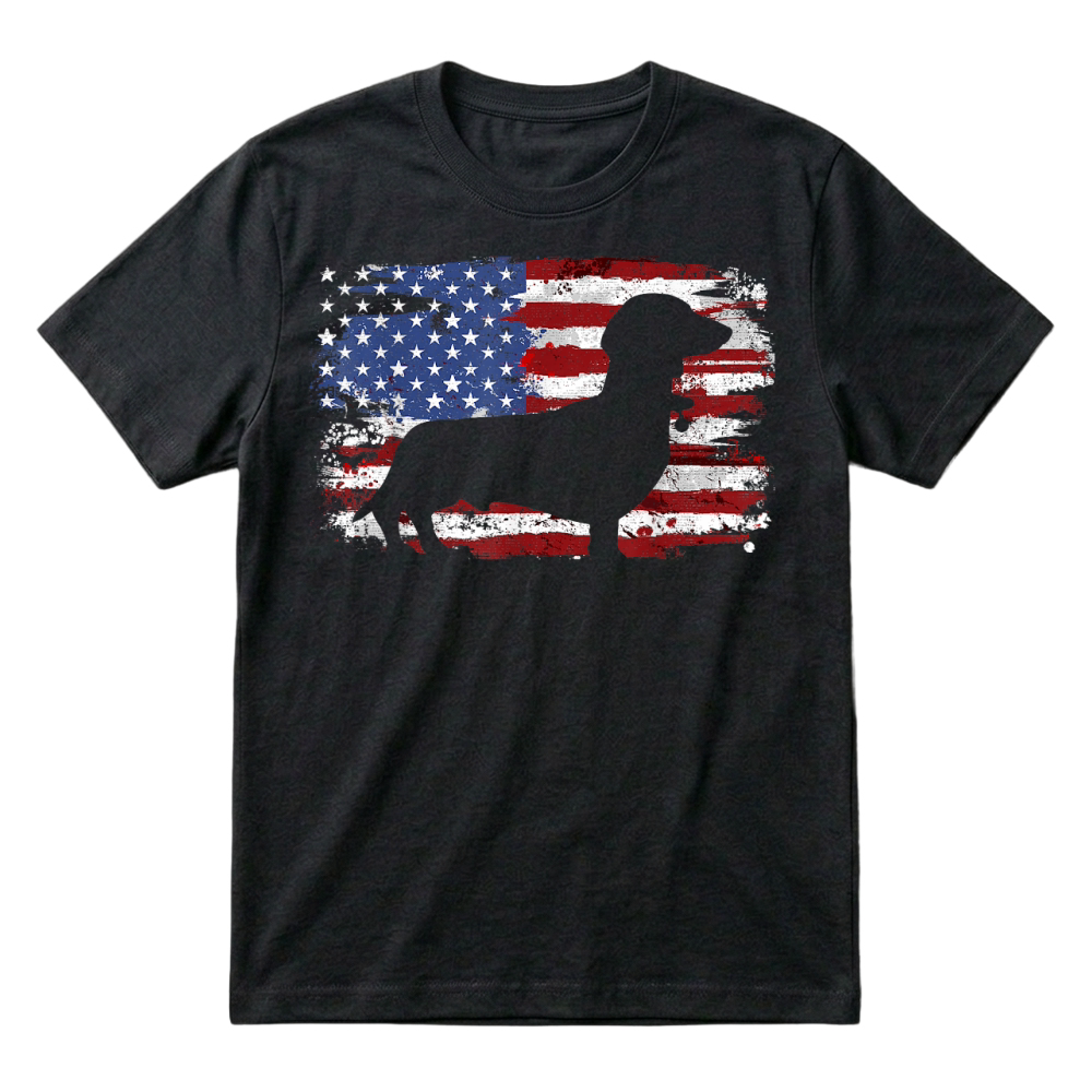 Product Dachshund Weiner Vintage American Flag T Shirt Small T-Shirt