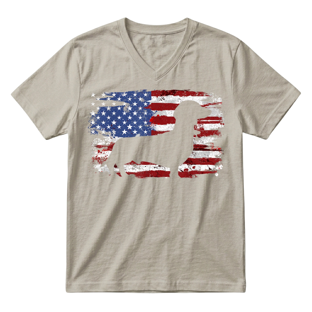 Product Dachshund Weiner Vintage American Flag T Shirt Small V-Neck T-shirt