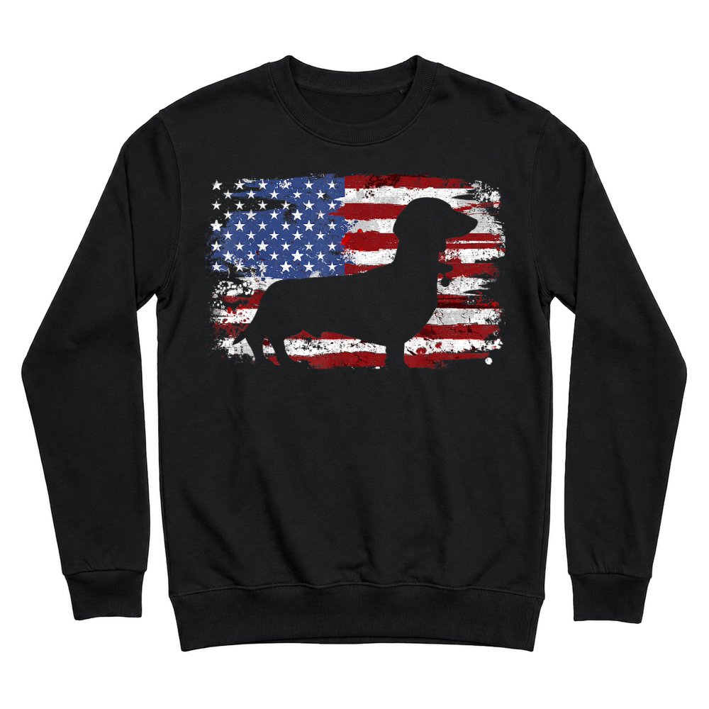 Product Dachshund Weiner Vintage American Flag T Shirt Small Unisex Sweatshirt