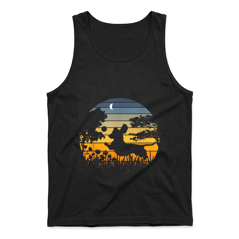 Product Dachshund Wiener Dog Sunset Garden Nature Lover T Shirt Tank Top