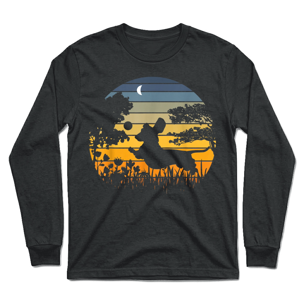 Product Dachshund Wiener Dog Sunset Garden Nature Lover T Shirt Unisex Longsleeve