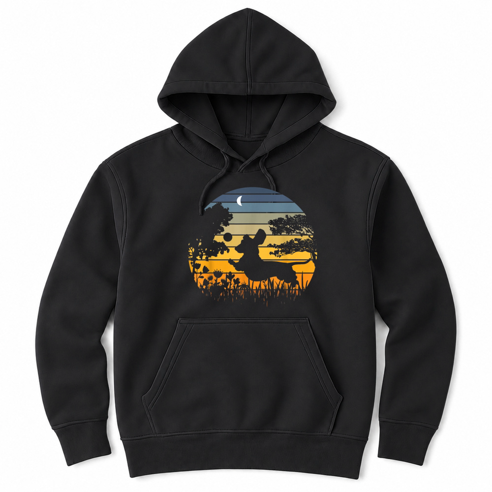 Product Dachshund Wiener Dog Sunset Garden Nature Lover T Shirt Unisex Hoodie