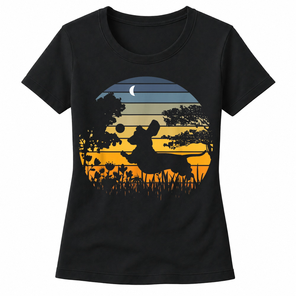 Product Dachshund Wiener Dog Sunset Garden Nature Lover T Shirt Women's T-shirts