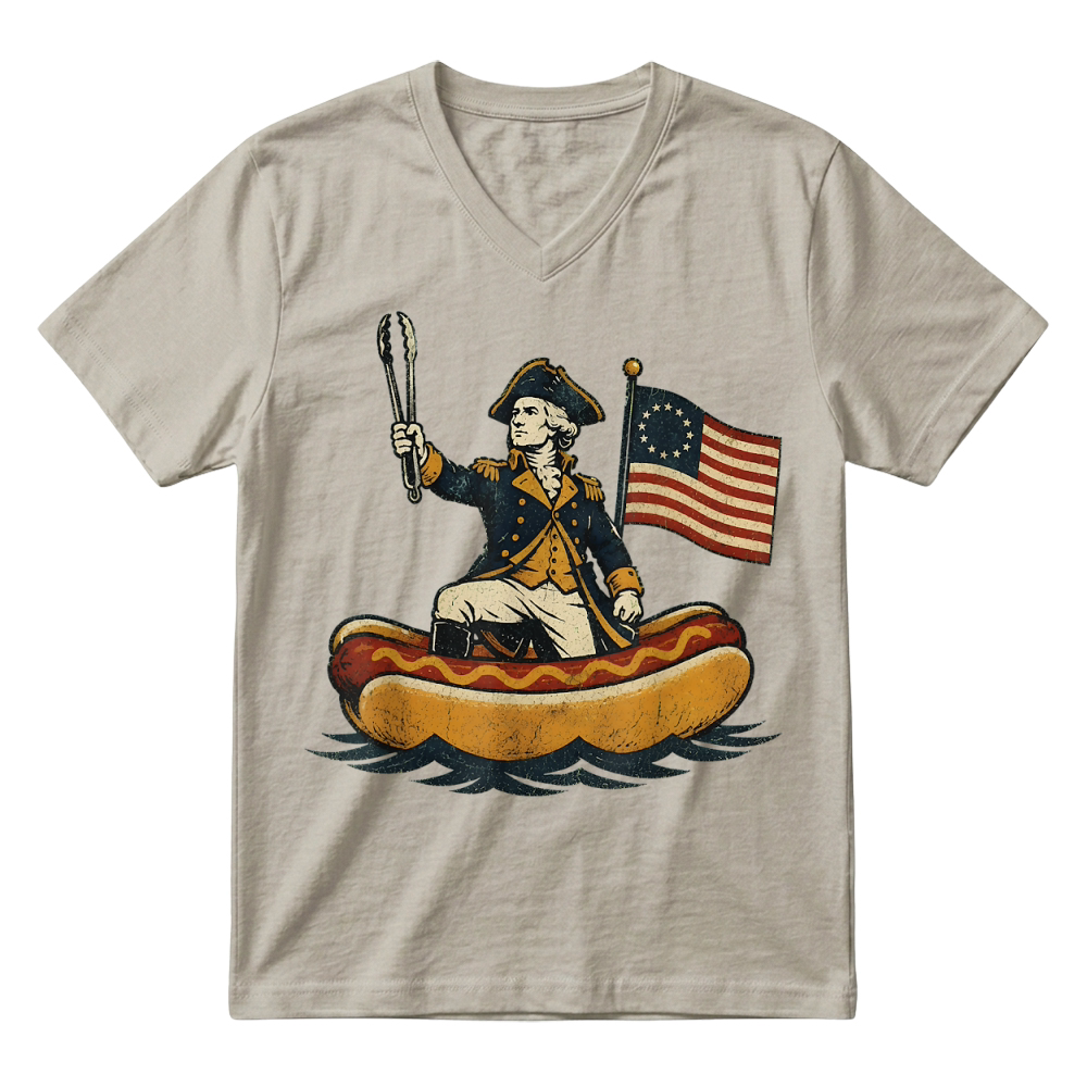 Product Delaware Dog Funny George Washington Hotdog Patriotic T Shirt V-Neck T-shirt