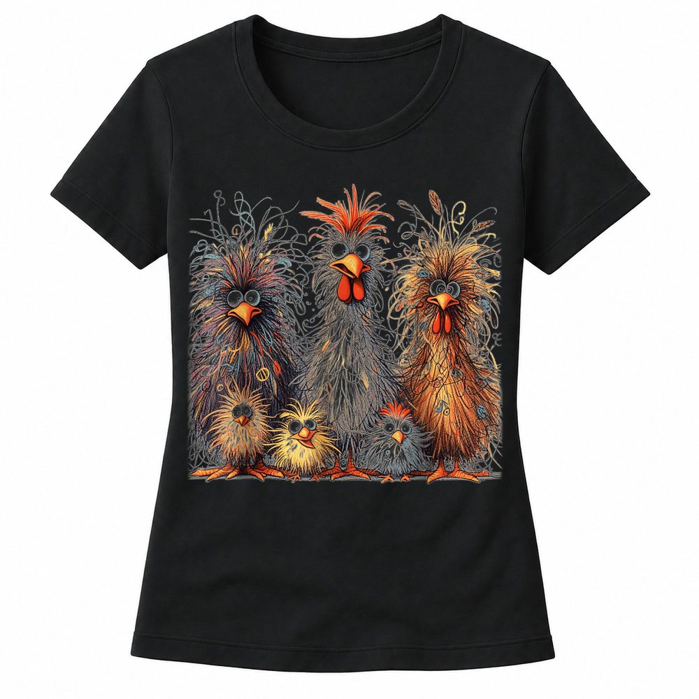 Product Eagerlys Colorful Funny Chicken Art, Crazy Chicken Family T Shirt Women's T-shirts