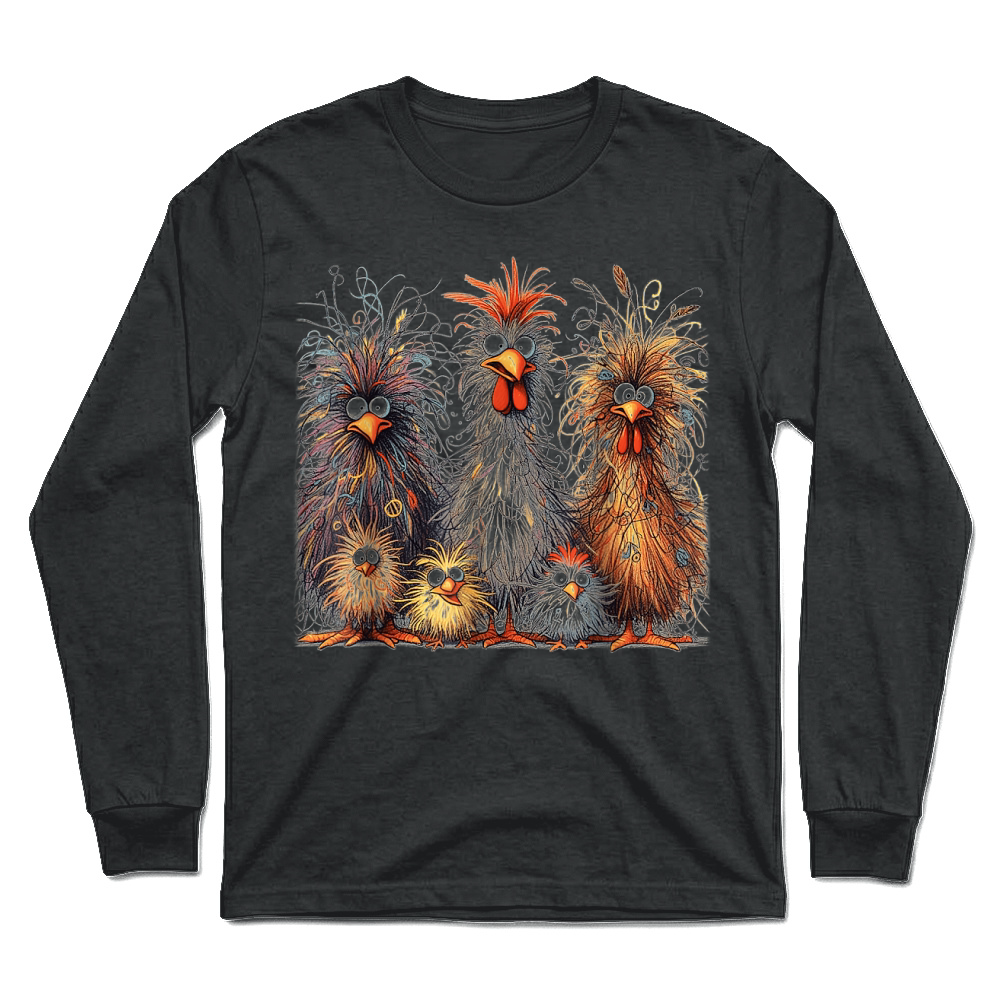 Product Eagerlys Colorful Funny Chicken Art, Crazy Chicken Family T Shirt Unisex Longsleeve