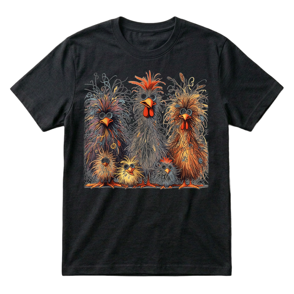Product Eagerlys Colorful Funny Chicken Art, Crazy Chicken Family T Shirt T-Shirt