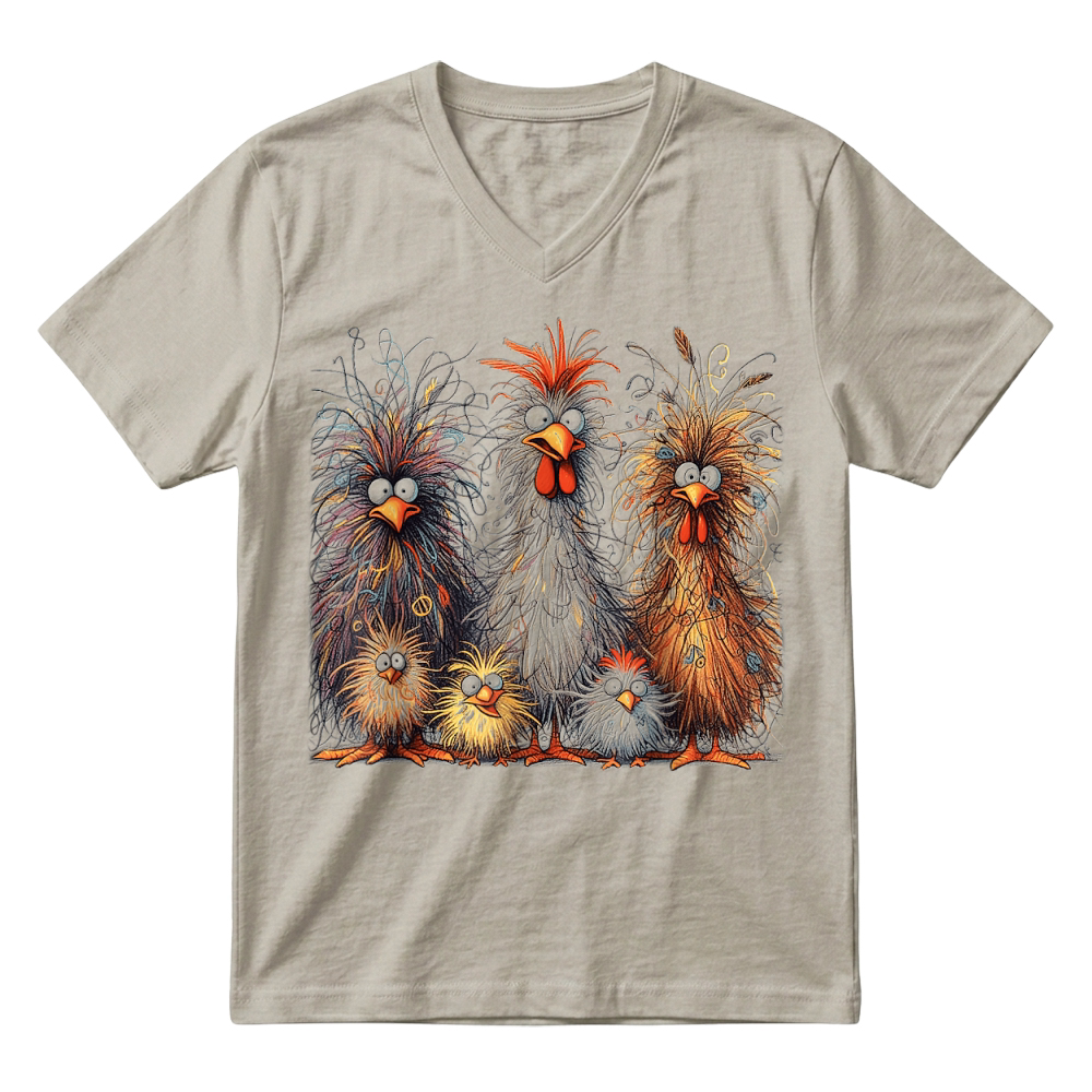 Product Eagerlys Colorful Funny Chicken Art, Crazy Chicken Family T Shirt V-Neck T-shirt