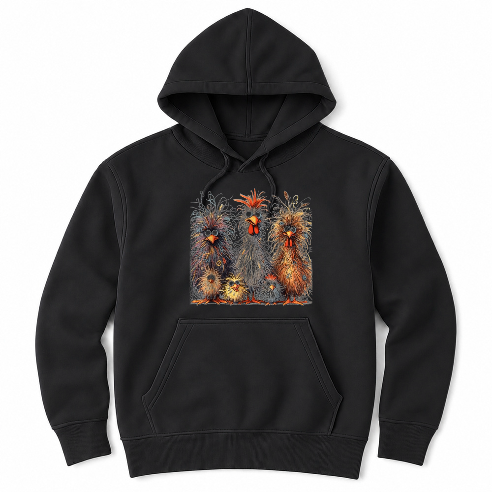Product Eagerlys Colorful Funny Chicken Art, Crazy Chicken Family T Shirt Unisex Hoodie