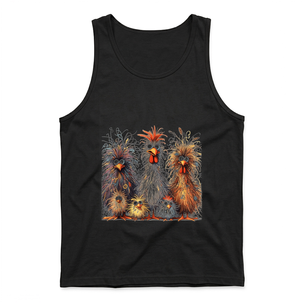 Product Eagerlys Colorful Funny Chicken Art, Crazy Chicken Family T Shirt Tank Top