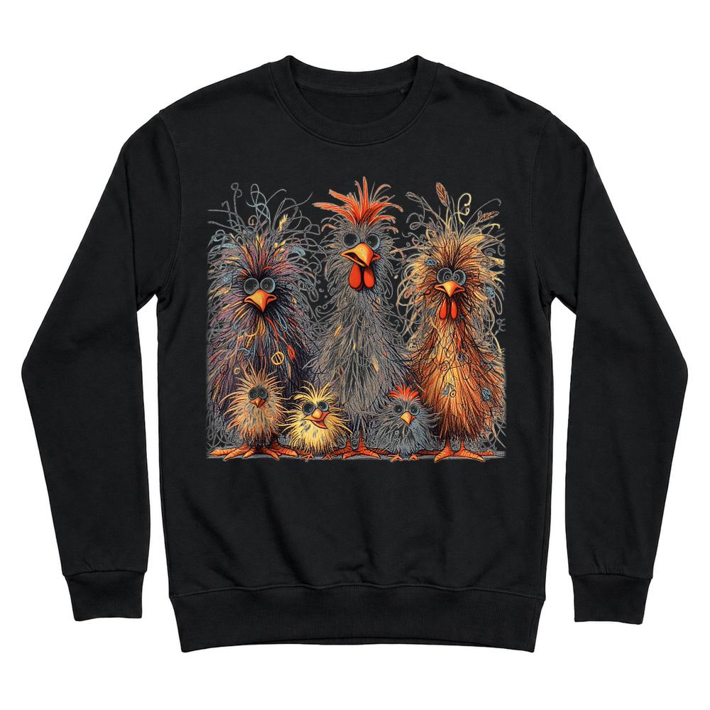 Product Eagerlys Colorful Funny Chicken Art, Crazy Chicken Family T Shirt Unisex Sweatshirt