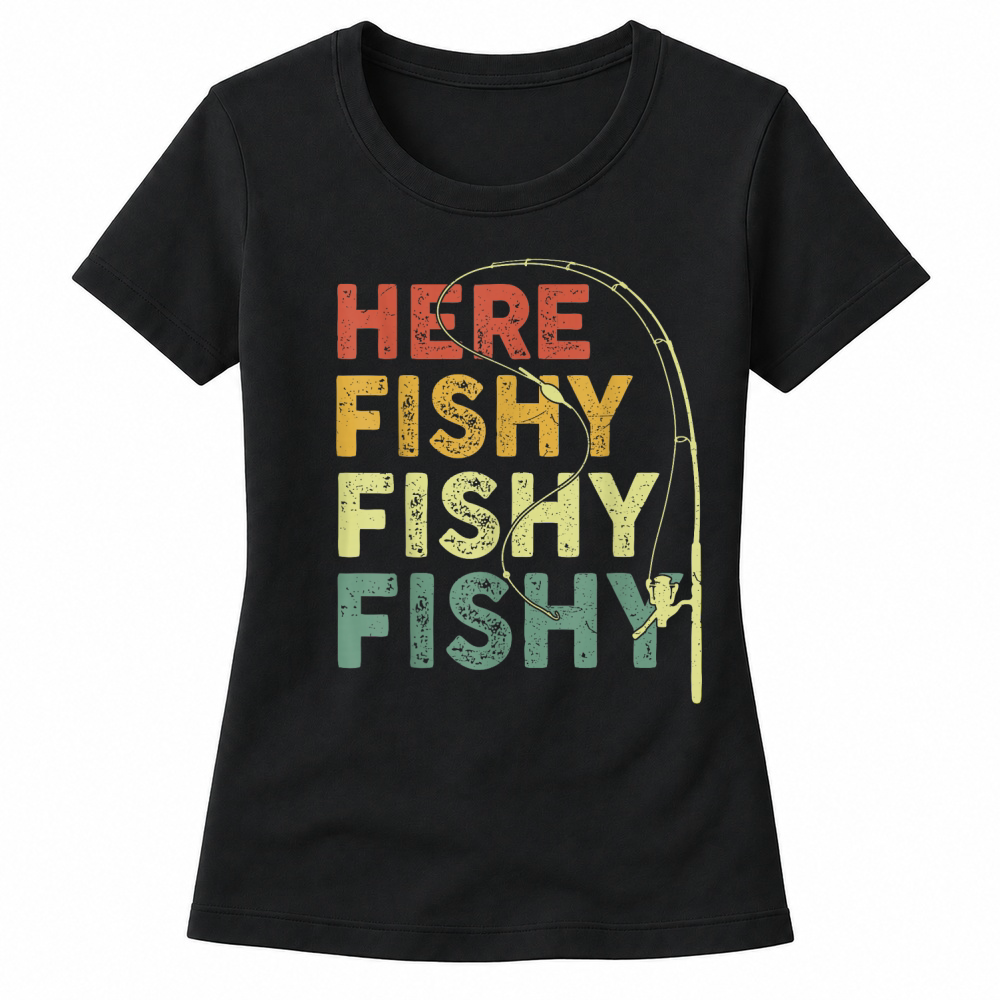 Product Fishing Here Fishy Bass Fish Dad Funny T Shirt Women's T-shirts