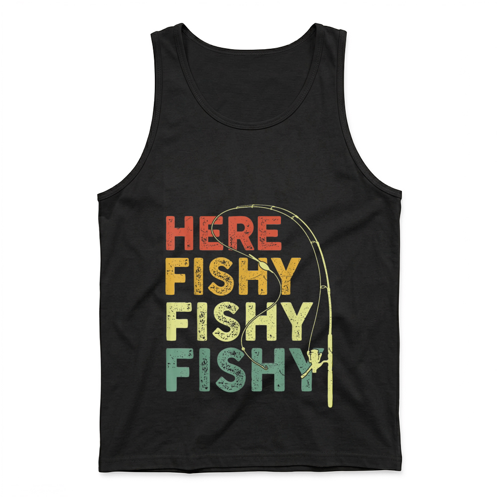 Product Fishing Here Fishy Bass Fish Dad Funny T Shirt Tank Top