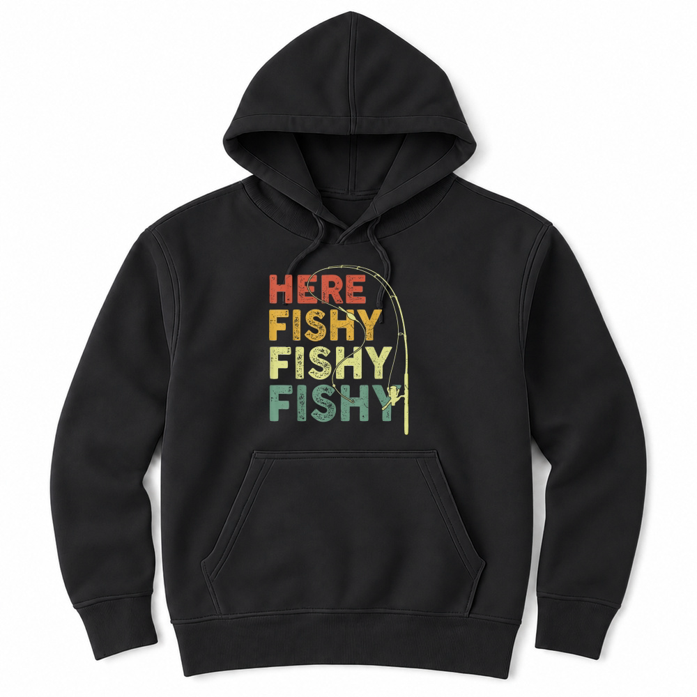 Product Fishing Here Fishy Bass Fish Dad Funny T Shirt Unisex Hoodie