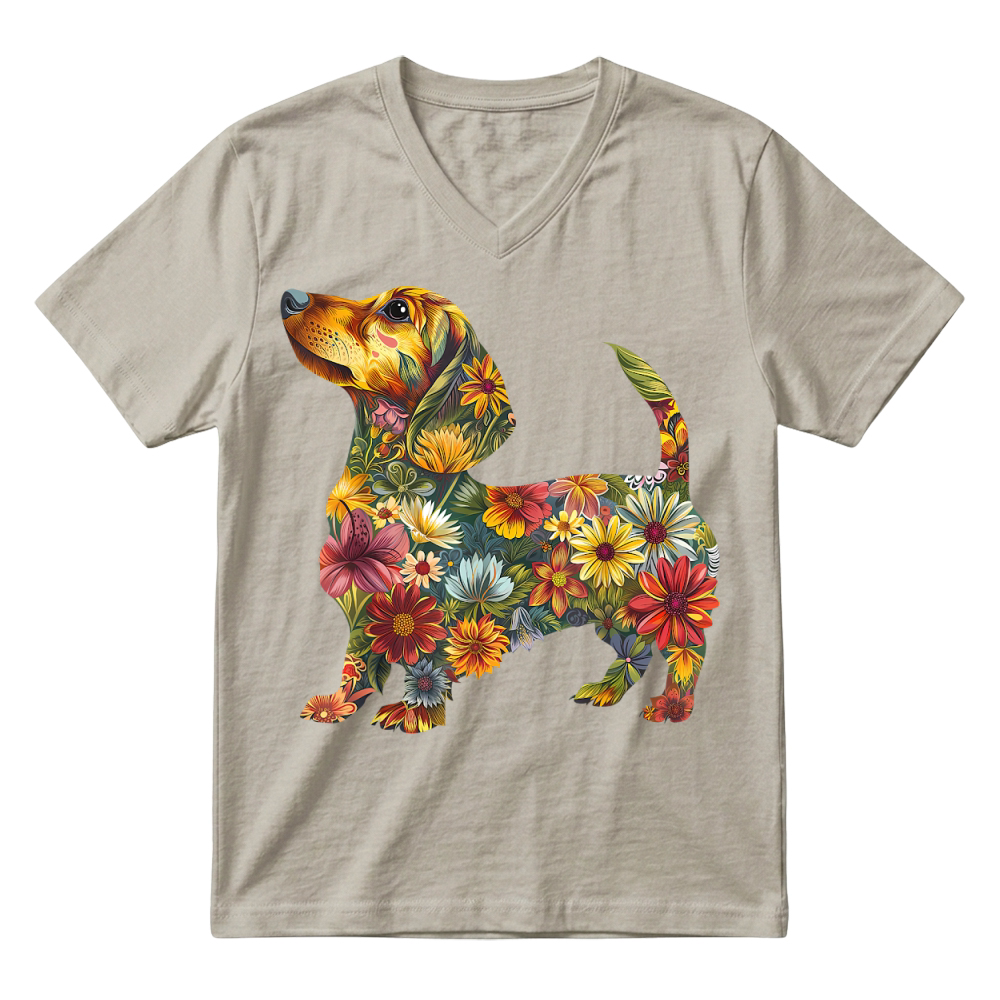 Product Floral Dachshund Cute Pet Dog Animal Lover Doxie Mama Women T Shirt V-Neck T-shirt