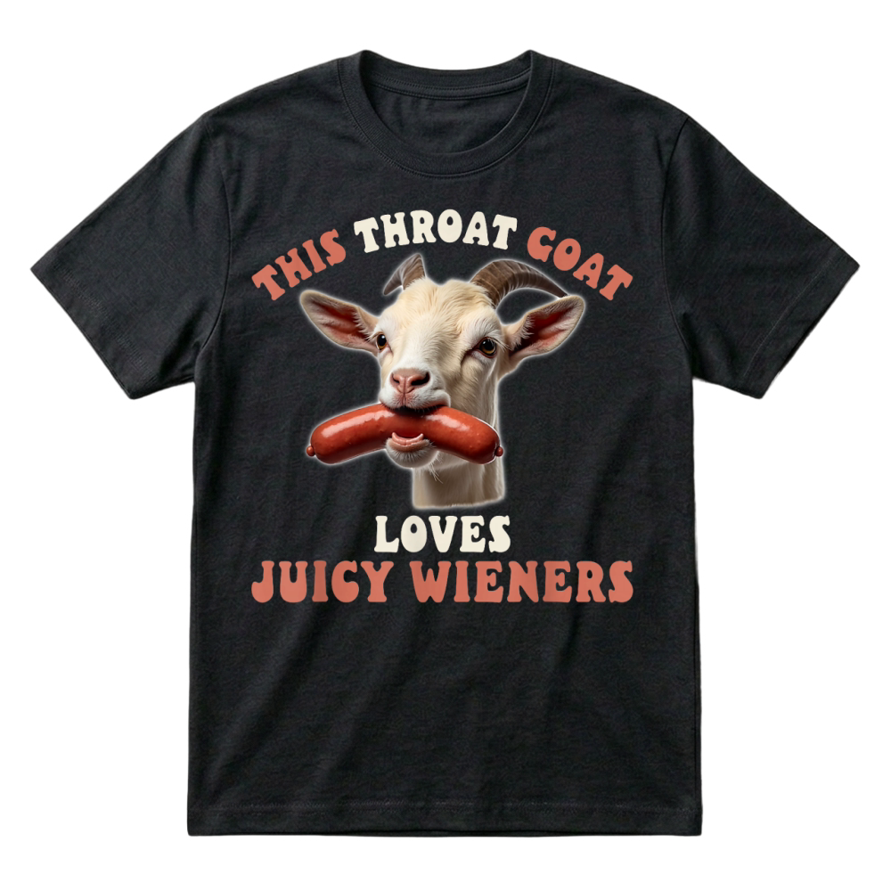 Product Funny Goat Swallows Juicy Wieners Inappropriate Adult T-Shirt