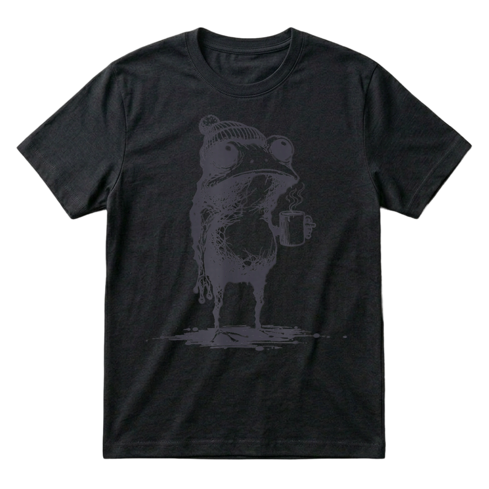 Product Funny Grumpy Frog Drinking Coffee Toad Design Men Women T Shirt T-Shirt