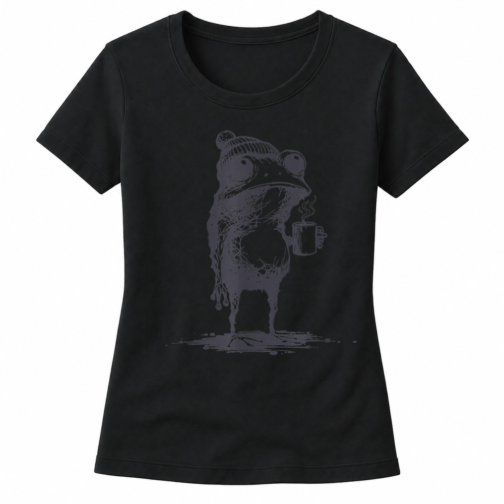 Product Funny Grumpy Frog Drinking Coffee Toad Design Men Women T Shirt Women's T-shirts
